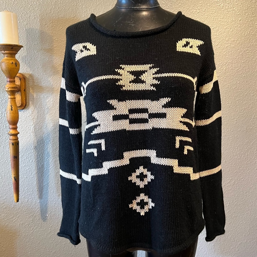 Vintage Havana Black Aztec Sweater Small